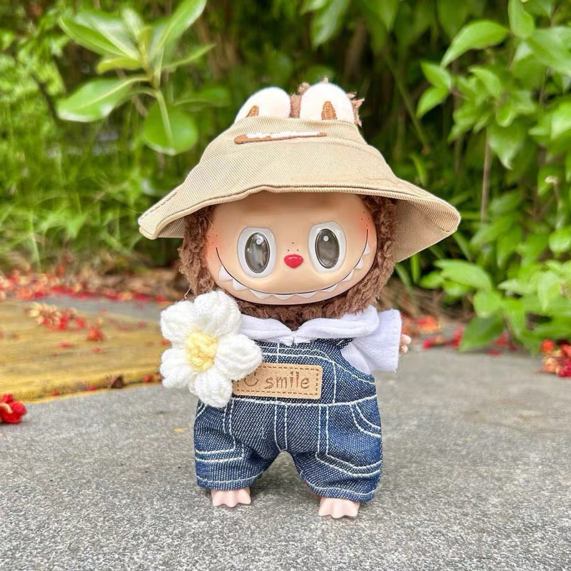 POP MART The Monsters Labubu Fashion Dress - Small Flower + Hat + Jeans + White Top