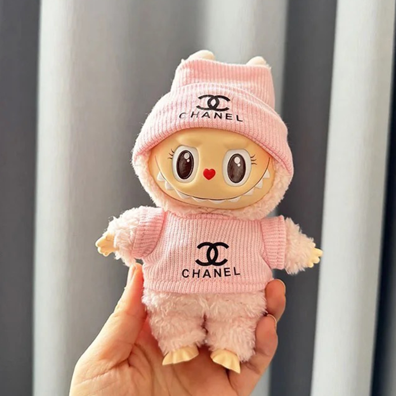 POP MART The Monsters Labubu Fashion Dress - Chanel Style Pink Top + Pink hat